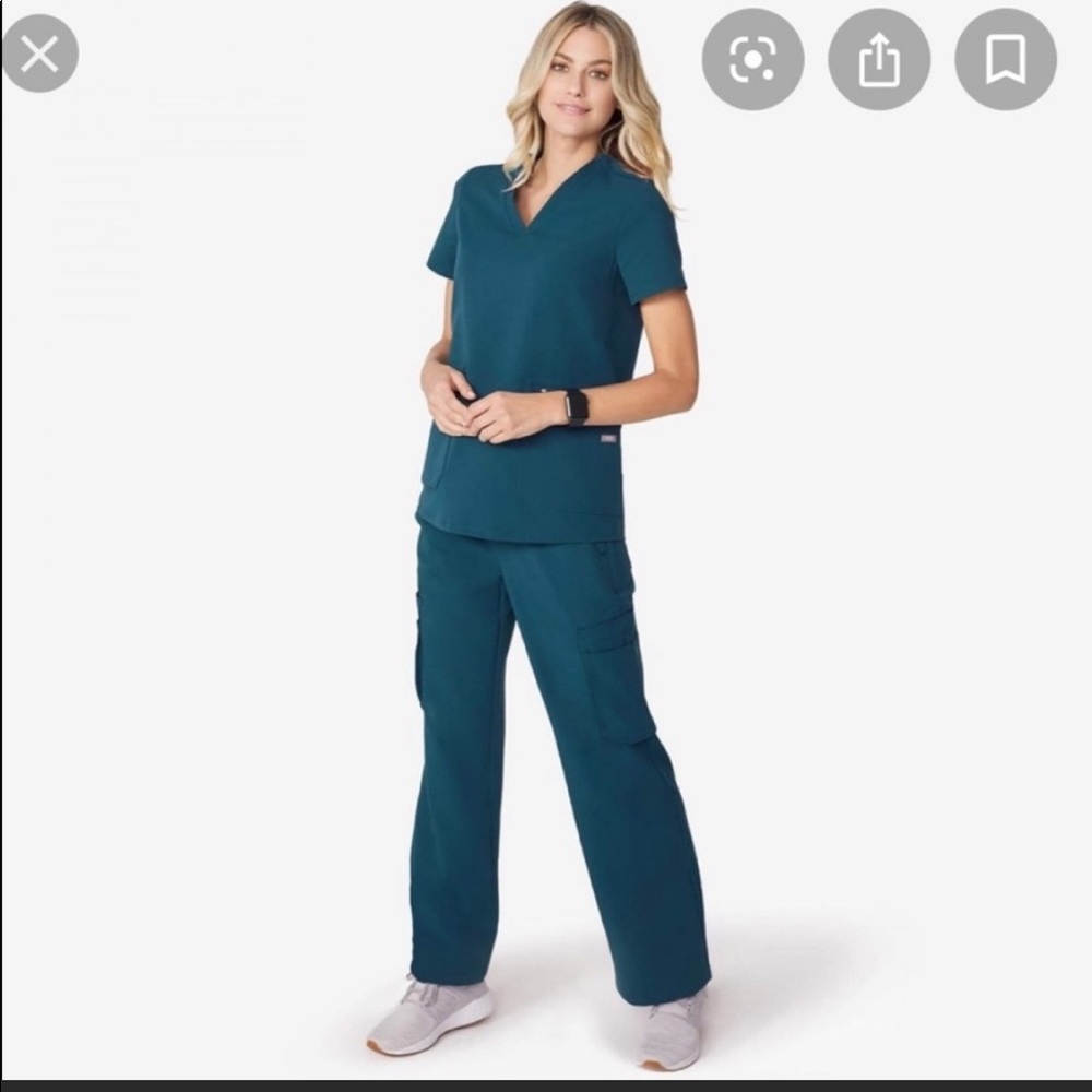 Figs Caribbean Blue Tema Wide Leg Pant